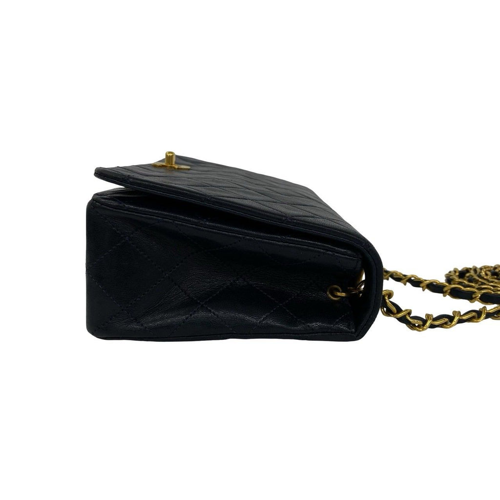 Chanel Vintage Quilted Coco Full Flap Lambskin Chain Shoulder Bag Navy — view 6
