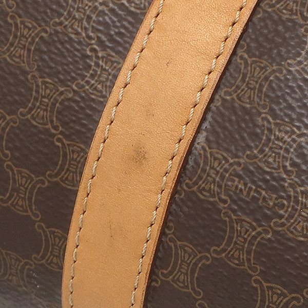 Celine Boston Bag Macadam Pattern Leather Brown Gold — view 7