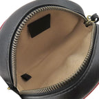 Gucci Shoulder Bag GG Marmont Round Leather Black Beige Red Gold Chain — view 7
