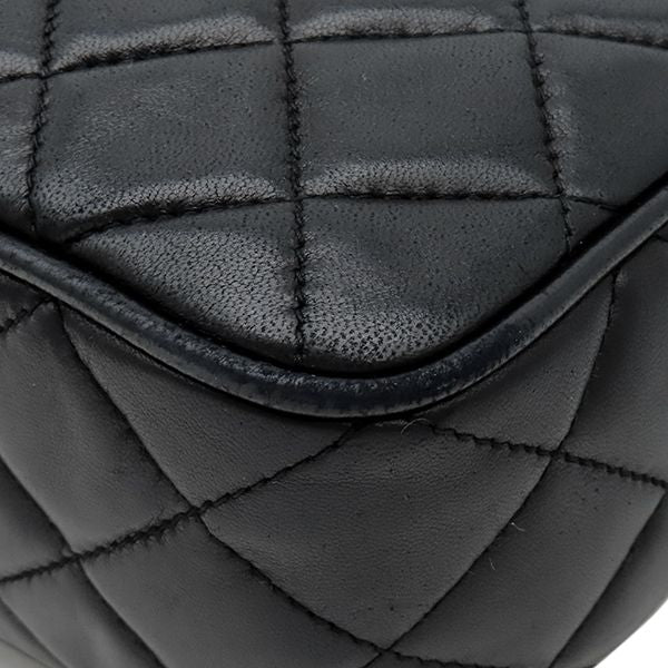 Chanel Shoulder Bag Quilted Lambskin Black Gold Fringe 25 — view 4