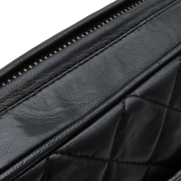 Chanel Shoulder Bag Quilted Lambskin Black Gold Fringe 25 — view 7