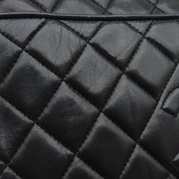 Chanel Shoulder Bag Quilted Lambskin Black Gold Fringe 25 — view 5