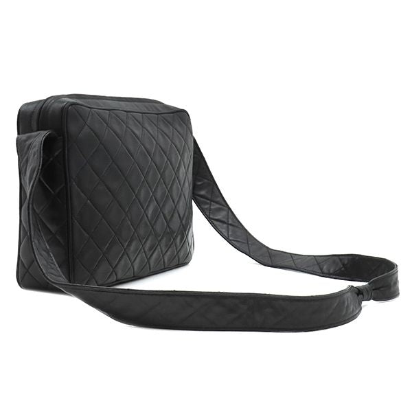 Chanel Shoulder Bag Quilted Lambskin Black Gold Fringe 25 — view 2