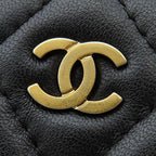Chanel Shoulder Bag Quilted Chain Lambskin Black Gold Round Circle 27 — view 6