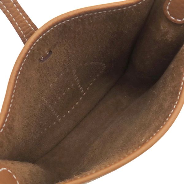 Hermes Shoulder Bag Evelyne TPM 16 Long Taurillon Clemence Gold Silver Brown — view 5