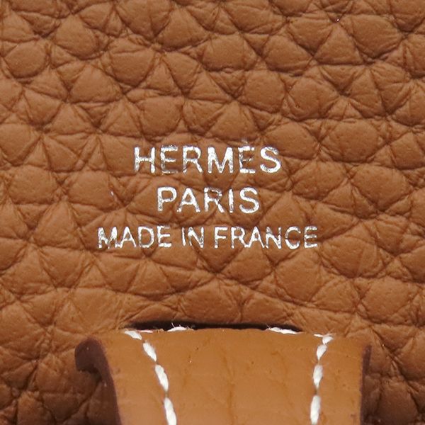 Hermes Shoulder Bag Evelyne TPM 16 Long Taurillon Clemence Gold Silver Brown — view 6