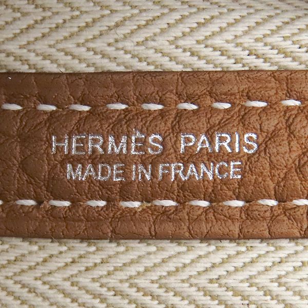 Hermes Tote Garden Party TPM 30 Negotiating Gold Silver All Leather — view 7