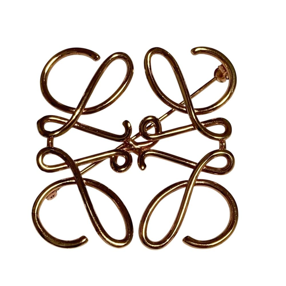 Loewe Anagram Brooch Gold Colored