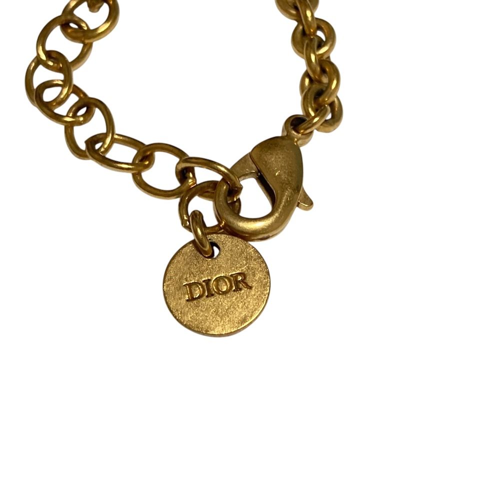 Dior CD Navy Line Stone Chain Bracelet Gold Colored — view 4