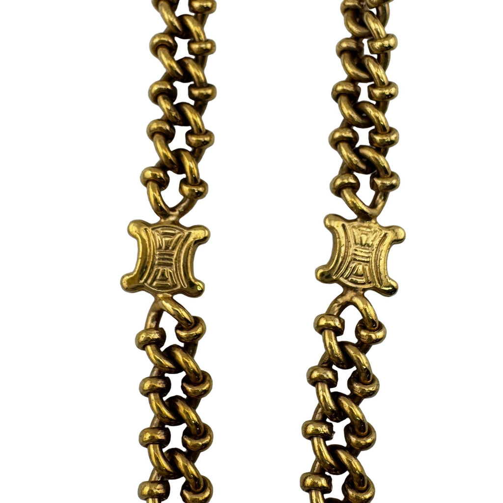 Celine Macadam Triomphe Chain Pendant Metal Gold 42 Necklace — view 2