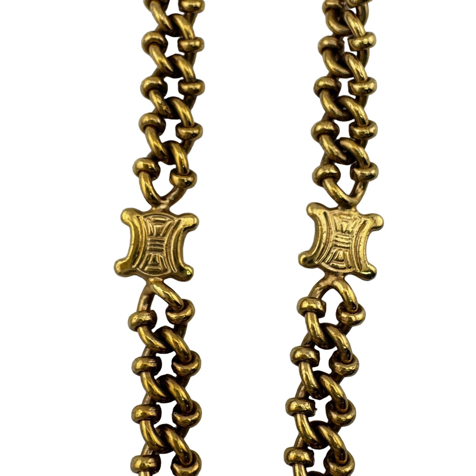 Celine Macadam Triomphe Chain Pendant Metal Gold 42 Necklace — view 2