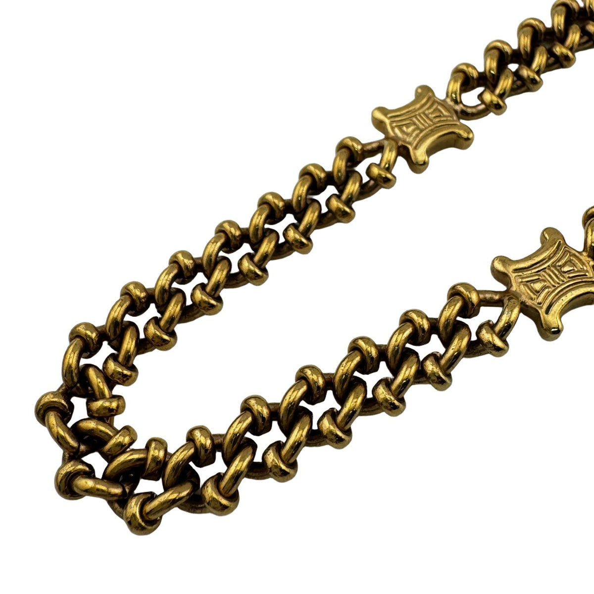 Celine Macadam Triomphe Chain Pendant Metal Gold 42 Necklace