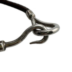 Hermes Jumbo Braided Bracelet Leather Metal Brown Black — view 5