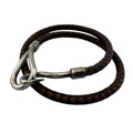 Hermes Jumbo Braided Bracelet Leather Metal Brown Black