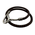 Hermes Jumbo Braided Bracelet Leather Metal Brown Black