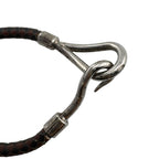 Hermes Jumbo Braided Bracelet Leather Metal Brown Black — view 4