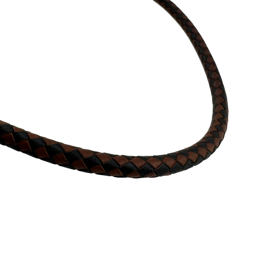 Hermes Jumbo Braided Bracelet Leather Metal Brown Black — view 2