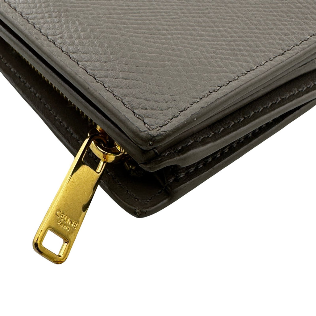 Celine Leather Pebble Bifold Wallet Gray — view 3