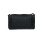 Chanel Boy CC Logo Caviar Leather Chain Shoulder Bag Black — view 3