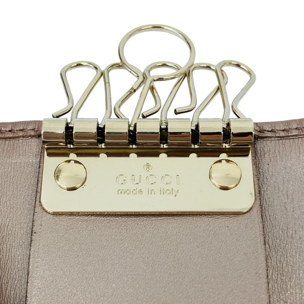 Gucci Interlocking G GG Guccissima Leather Key Case Pink Key Holder — view 6