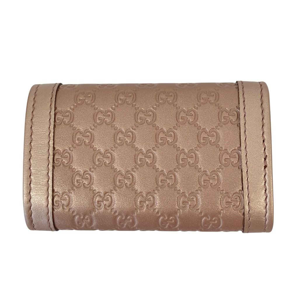 Gucci Interlocking G GG Guccissima Leather Key Case Pink Key Holder — view 4