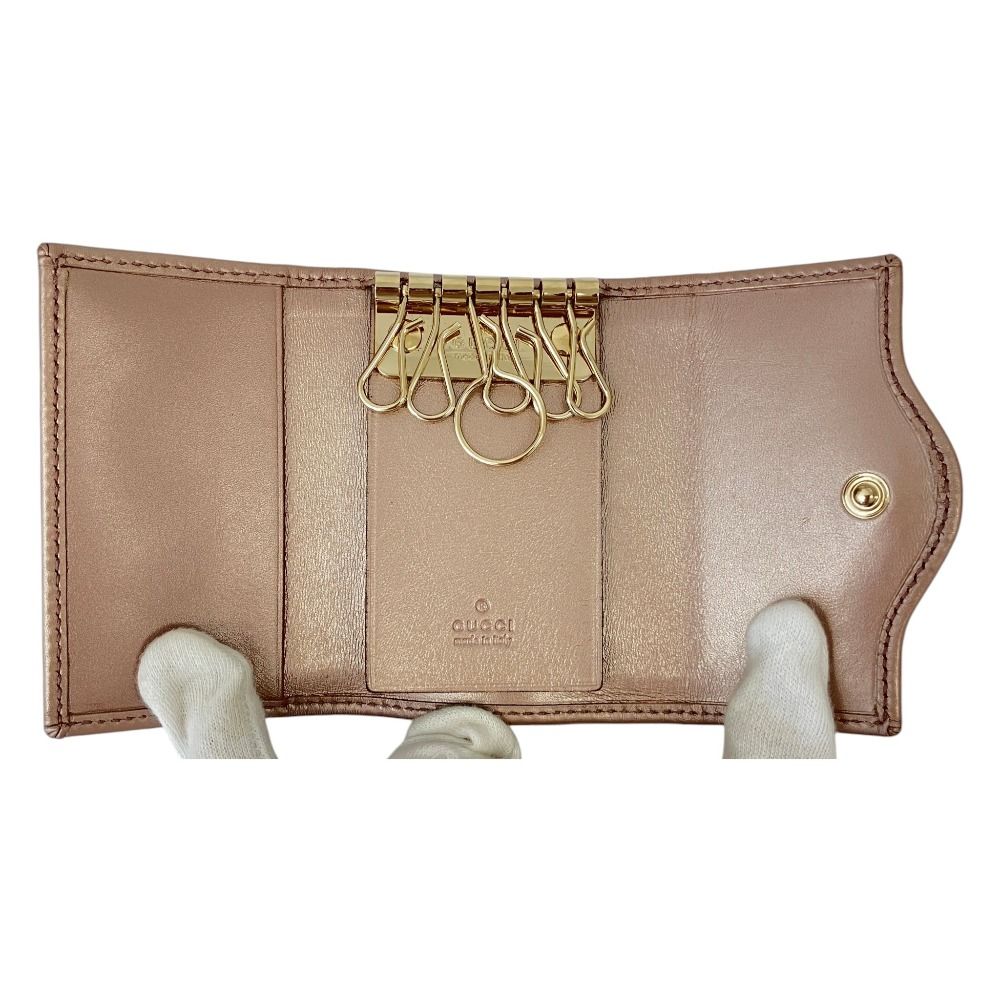 Gucci Interlocking G GG Guccissima Leather Key Case Pink Key Holder — view 5