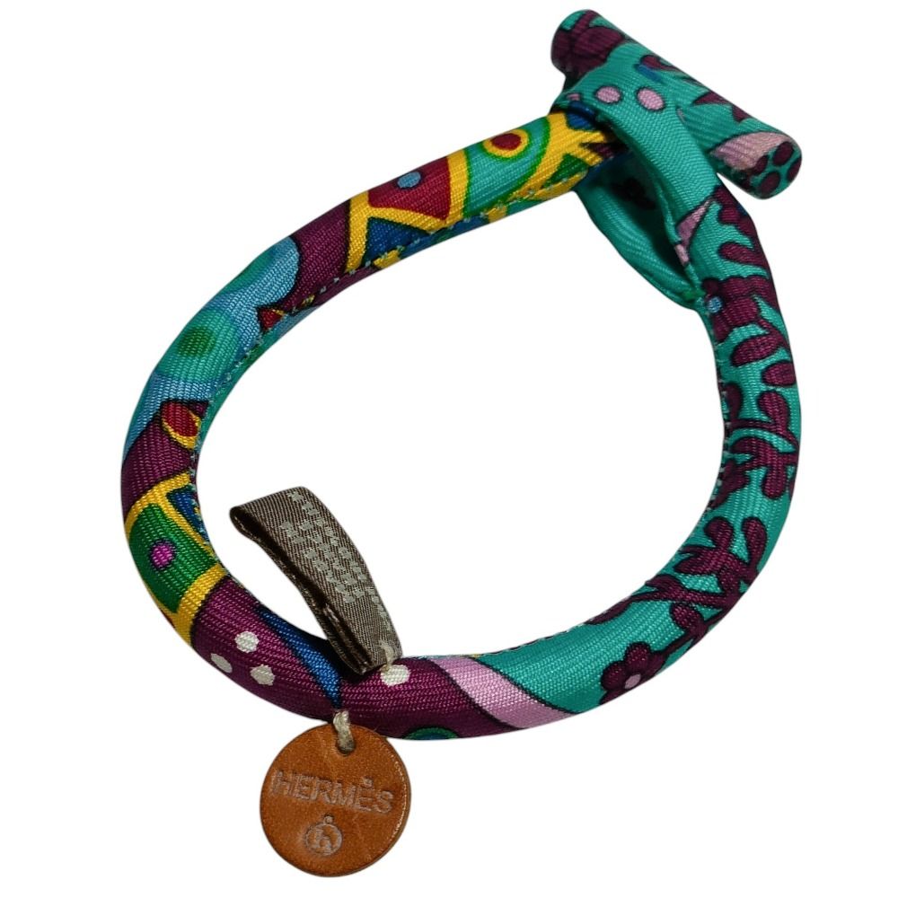 Hermes Silk 100% Petit H Bracelet Blue Multicolor