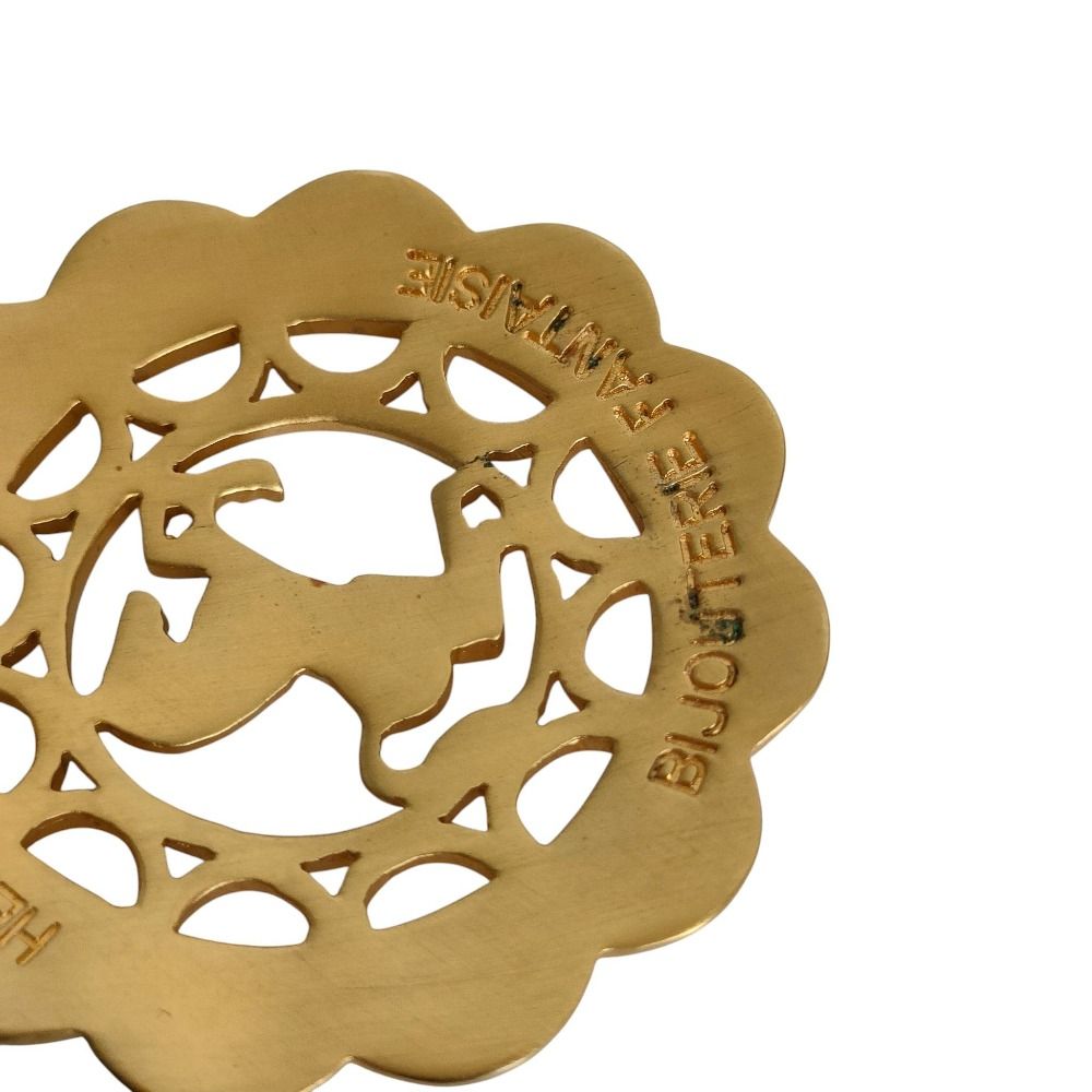 Hermes Horse Motif Pendant Gold Colored Necklace — view 5