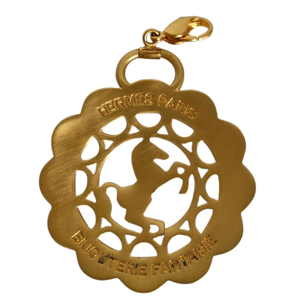 Hermes Horse Motif Pendant Gold Colored Necklace — view 4