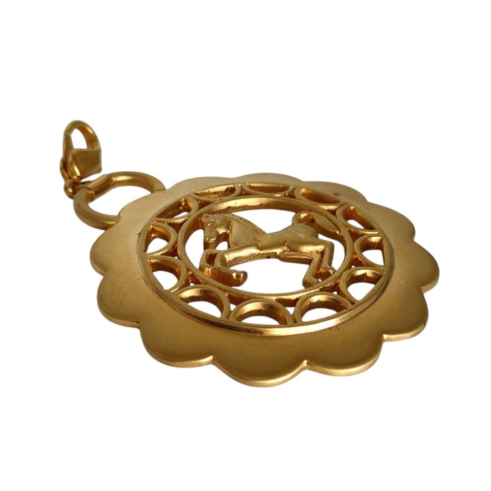 Hermes Horse Motif Pendant Gold Colored Necklace — view 3