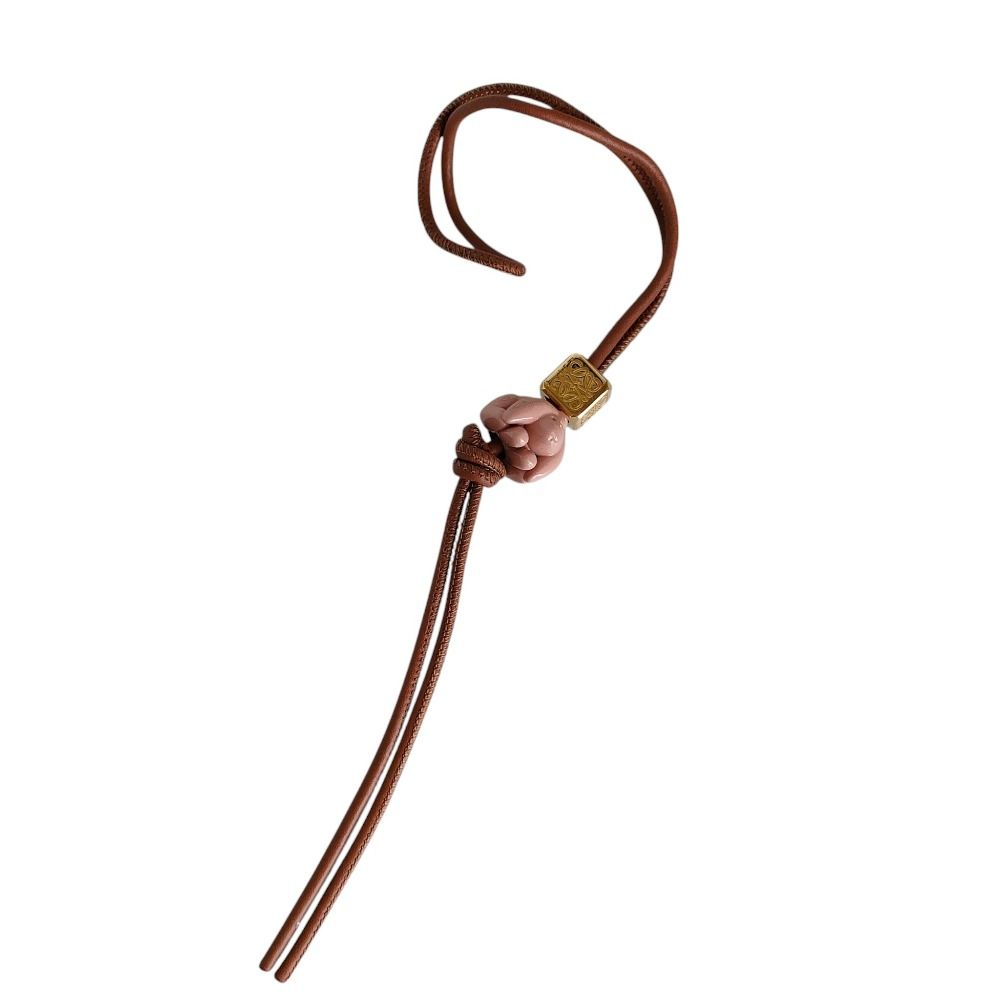 Loewe Anagram Dice Leather Animal Charm Strap Brown Keychain — view 5
