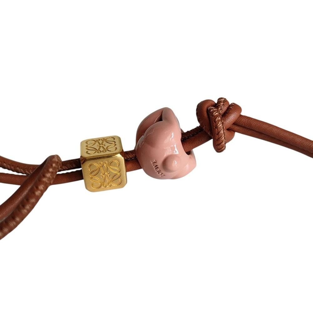 Loewe Anagram Dice Leather Animal Charm Strap Brown Keychain — view 2