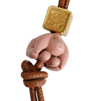 Loewe Anagram Dice Leather Animal Charm Strap Brown Keychain