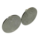 Hermes Sellier Round Logo Stamp Clip Earrings Silver Colored — view 2