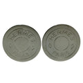 Hermes Sellier Round Logo Stamp Clip Earrings Silver Colored