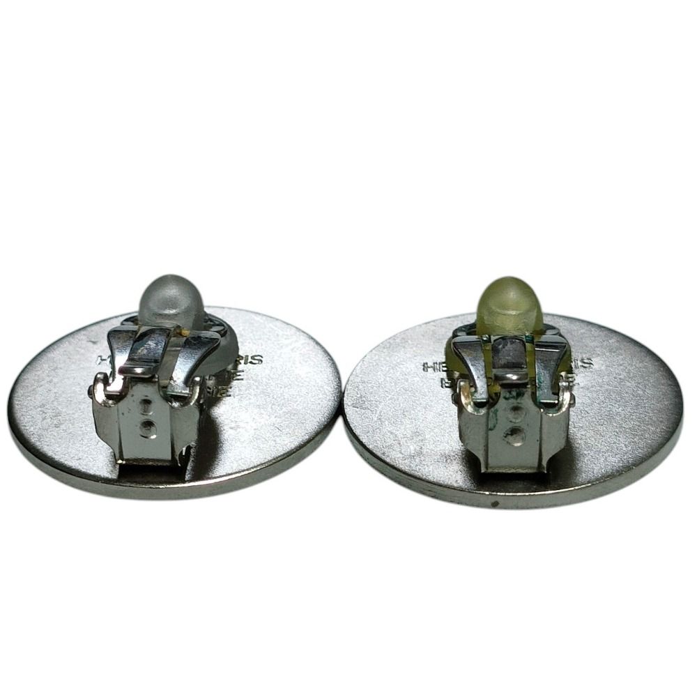 Hermes Sellier Round Logo Stamp Clip Earrings Silver Colored — view 5