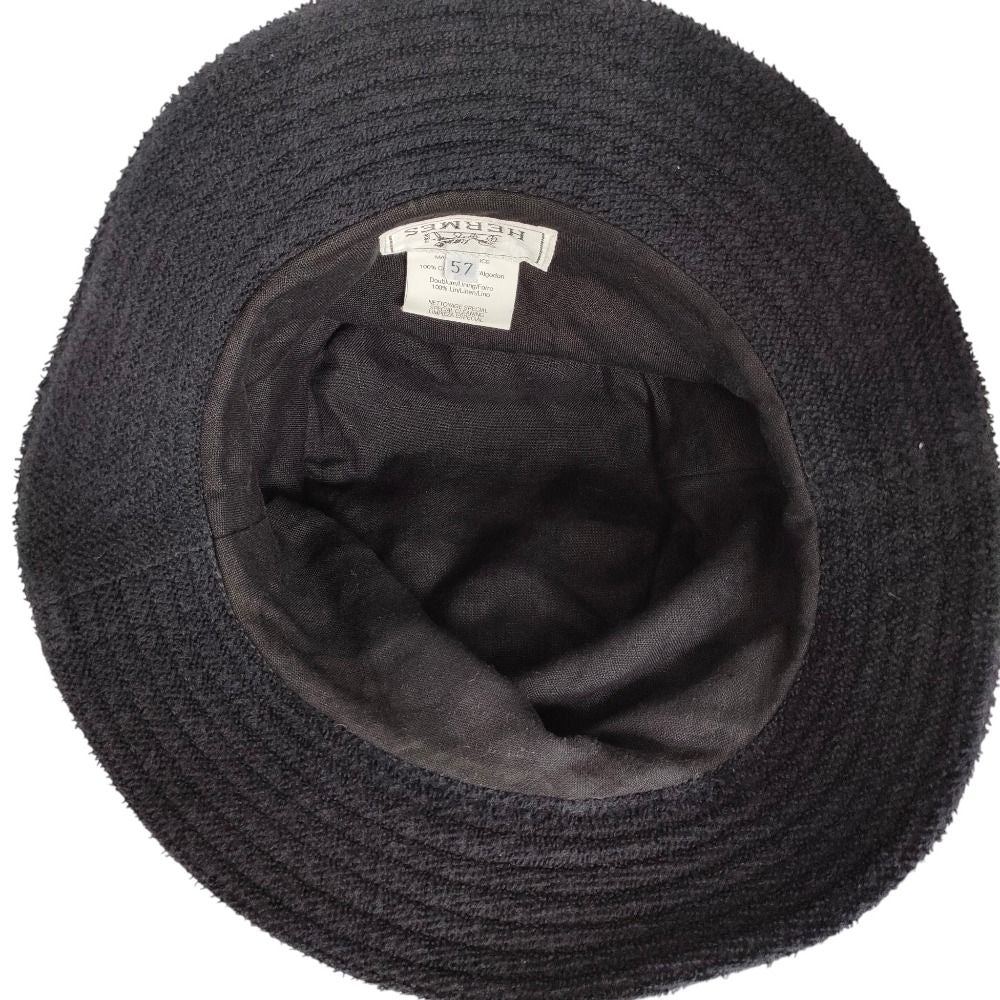 Hermes Harper Pile H Embroidery Bucket Hat 57 Black — view 8