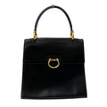 Celine Bit Leather Handbag Black Gold Colored