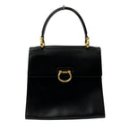 Celine Bit Leather Handbag Black Gold Colored