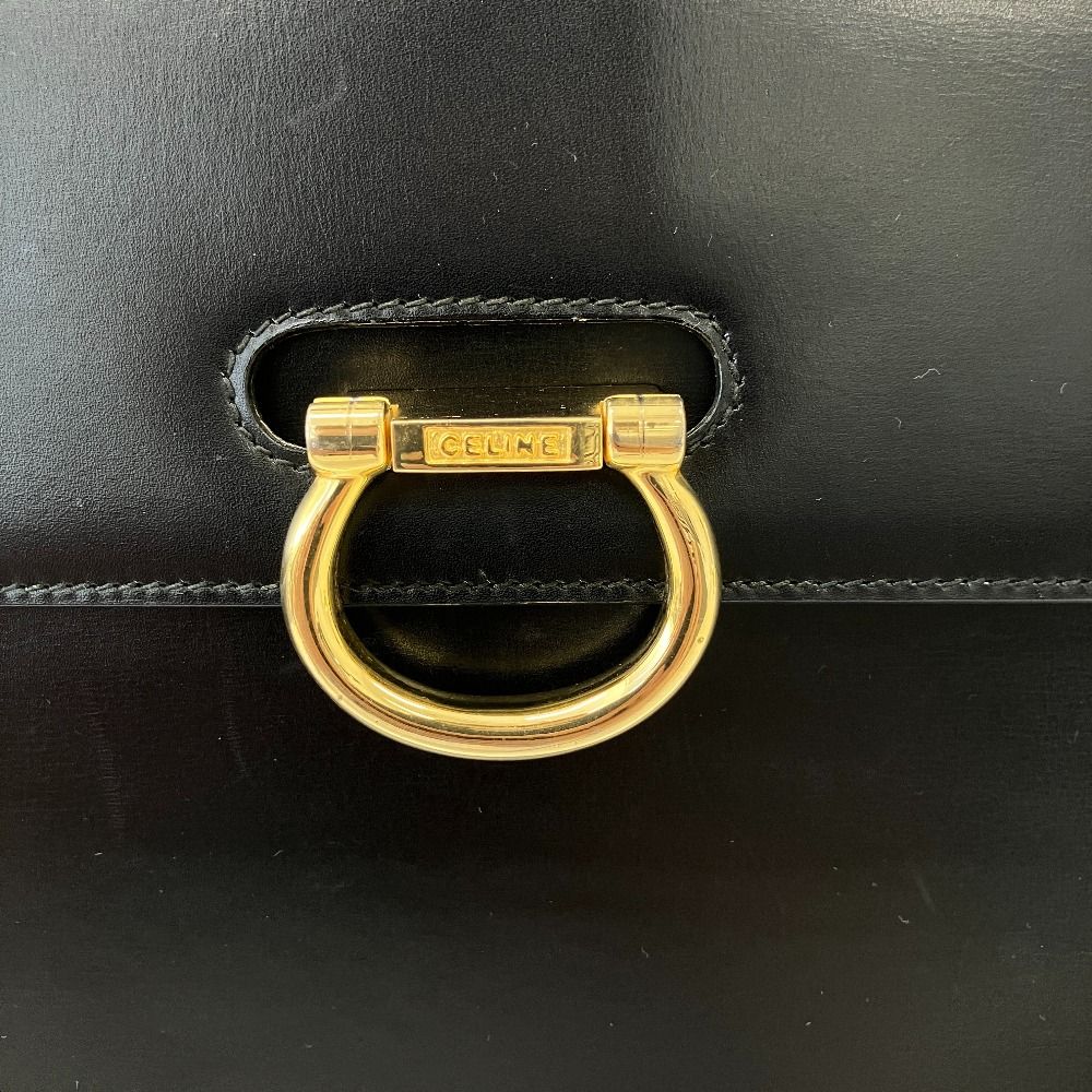 Celine Bit Leather Handbag Black Gold Colored — view 6