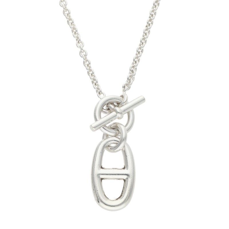 Hermes Chaine D'ancre Amulet Amulette Silver Necklace