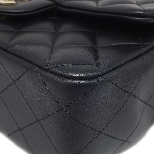 Chanel 2-Way Bag Quilted 20 Top Handle Lambskin Black Gold Handbag — view 4
