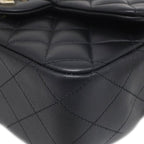 Chanel 2-Way Bag Quilted 20 Top Handle Lambskin Black Gold Handbag — view 4