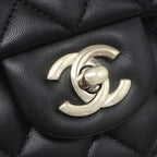 Chanel 2-Way Bag Quilted 20 Top Handle Lambskin Black Gold Handbag — view 6