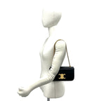 Celine Claude Triomphe Logo Leather Chain Mini Shoulder Bag Black — view 2