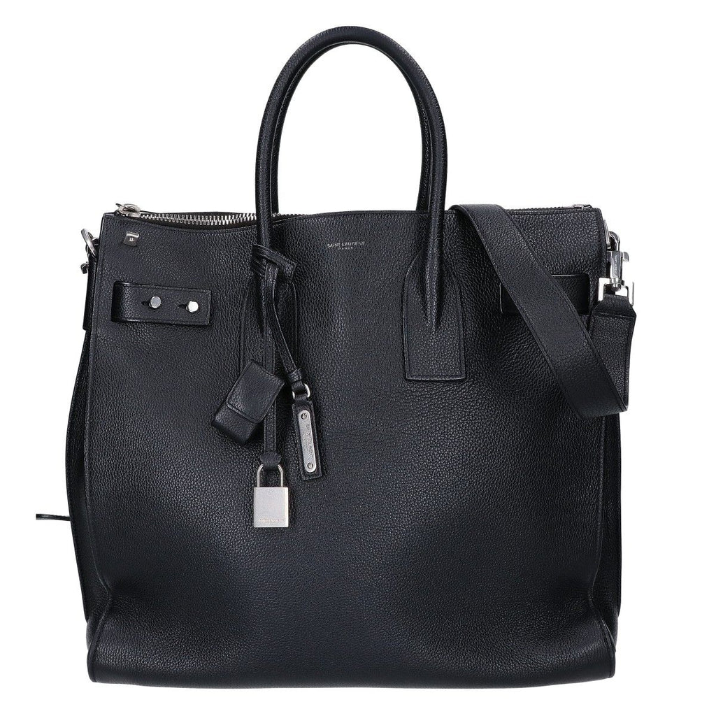 Saint Laurent Paris Grain Calfskin Sac de Jour Souple North South 2-Way Handbag