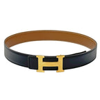 Hermes Belt H Box Calf Black Gold 70 Reversible — view 2