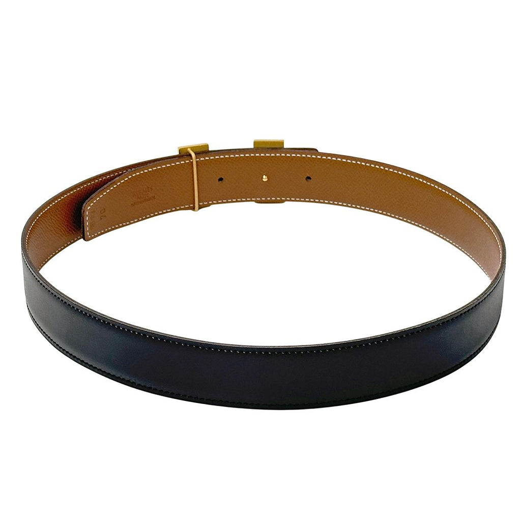 Hermes Belt H Box Calf Black Gold 70 Reversible — view 3