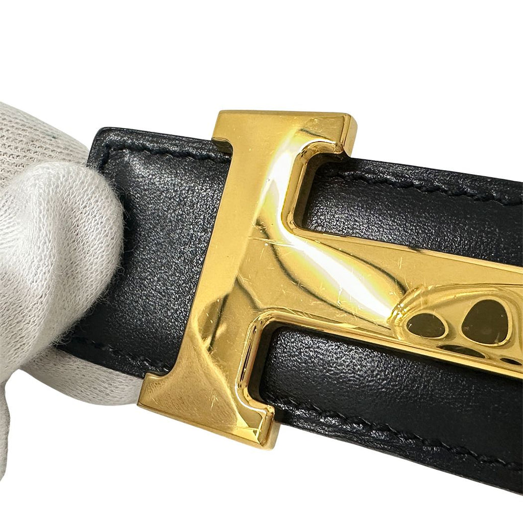 Hermes Belt H Box Calf Black Gold 70 Reversible — view 8