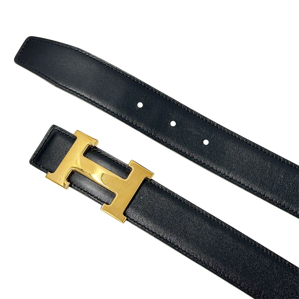 Hermes Belt H Box Calf Black Gold 70 Reversible — view 4